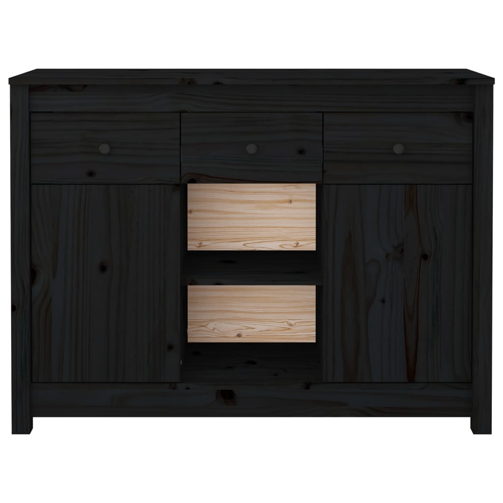 Sideboard Schwarz 100x35x74,5 cm Massivholz Kiefer - Pazzar.ch