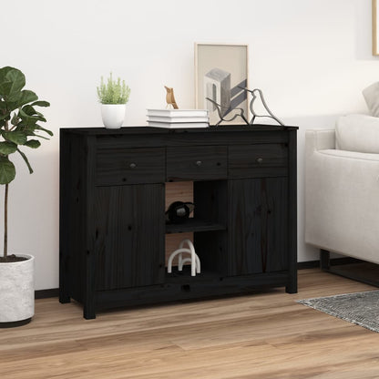Sideboard Schwarz 100x35x74,5 cm Massivholz Kiefer - Pazzar.ch