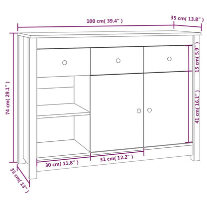 Sideboard Honigbraun 100x35x74 cm Massivholz Kiefer - Pazzar.ch