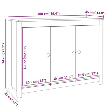 Sideboard Honigbraun 100x35x74 cm Massivholz Kiefer - Pazzar.ch
