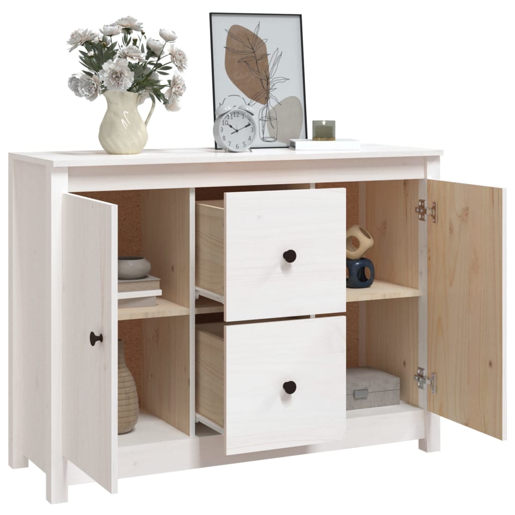 Sideboard Weiß 100x35x74 cm Massivholz Kiefer - Pazzar.ch