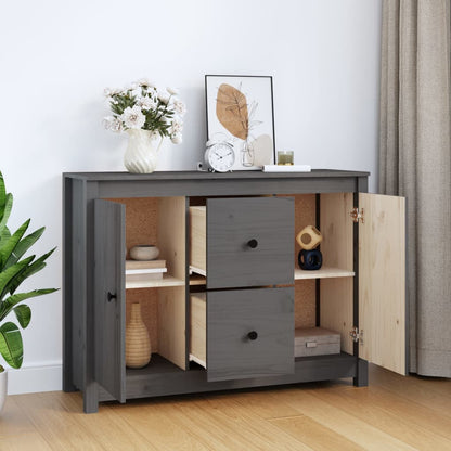 Sideboard Grau 100x35x74 cm Massivholz Kiefer - Pazzar.ch