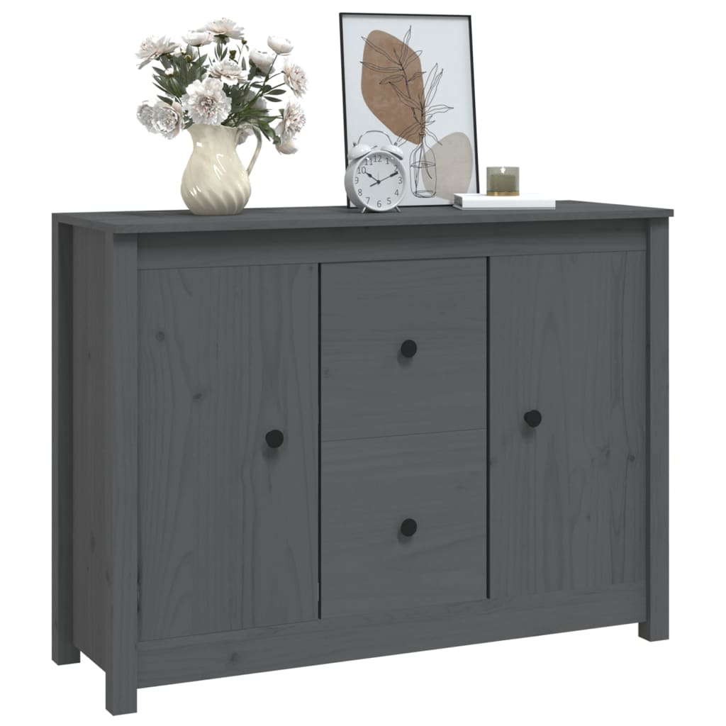 Sideboard Grau 100x35x74 cm Massivholz Kiefer - Pazzar.ch