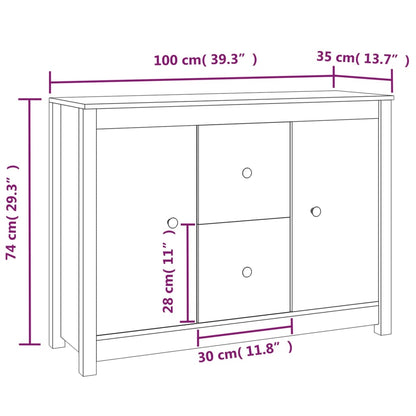 Sideboard Honigbraun 100x35x74 cm Massivholz Kiefer - Pazzar.ch