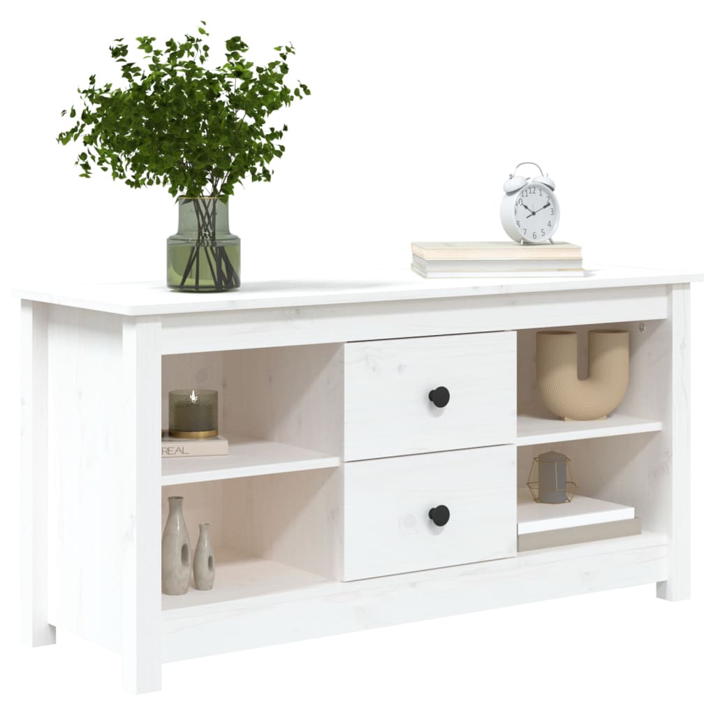 TV-Schrank Weiß 103x36,5x52 cm Massivholz Kiefer - Pazzar.ch