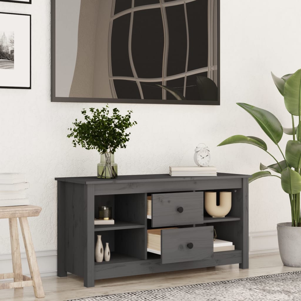 TV-Schrank Grau 103x36,5x52 cm Massivholz Kiefer - Pazzar.ch