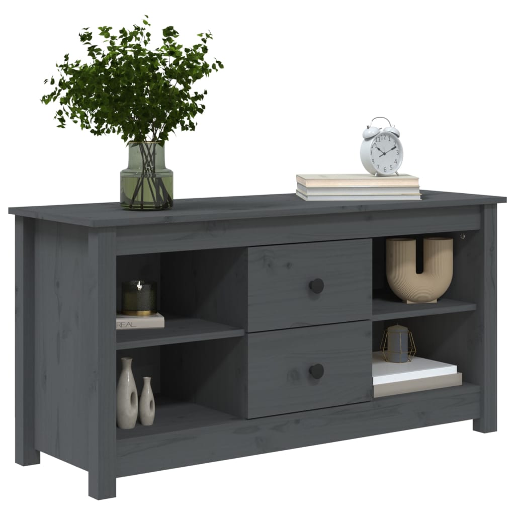 TV-Schrank Grau 103x36,5x52 cm Massivholz Kiefer - Pazzar.ch