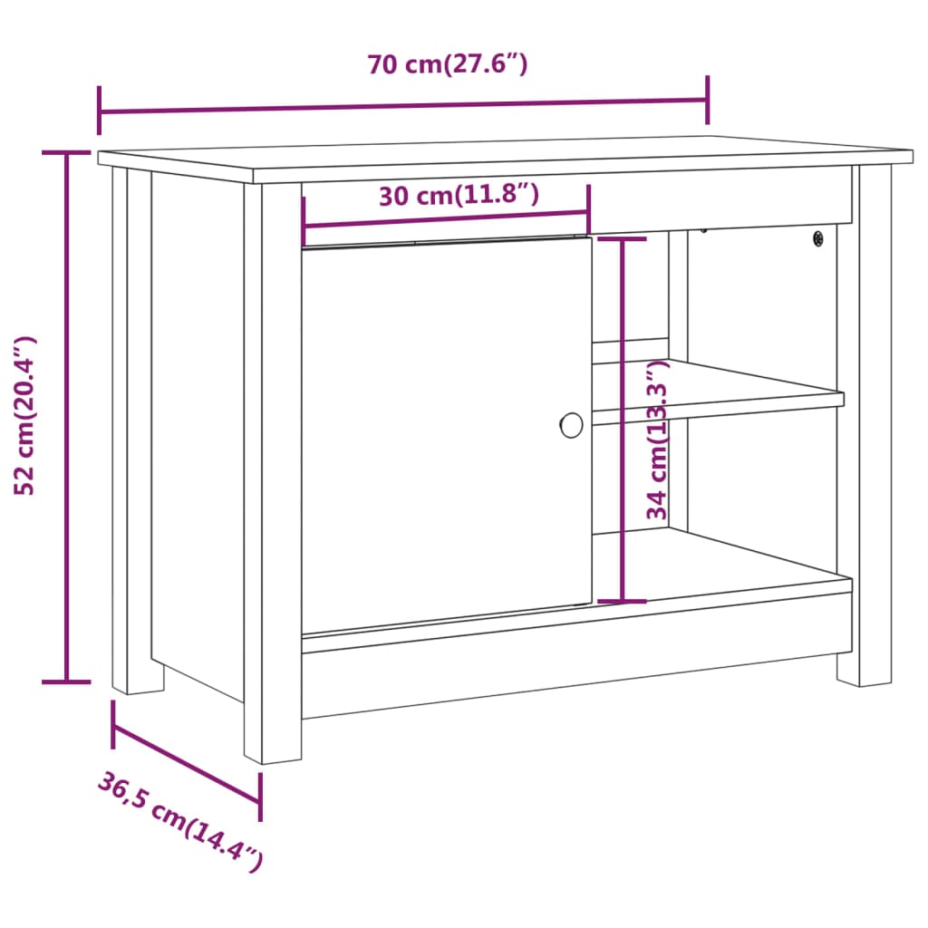 TV-Schrank Grau 70x36,5x52 cm Massivholz Kiefer - Pazzar.ch