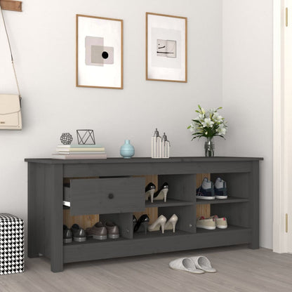 Schuhschrank Grau 110x38x45,5 cm Massivholz Kiefer - Pazzar.ch