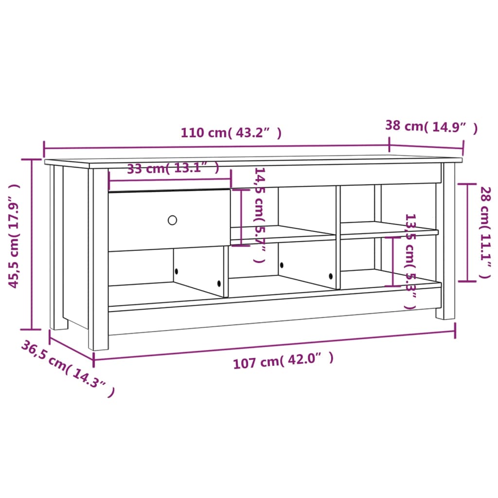 Schuhschrank Honigbraun 110x38x45,5 cm Massivholz Kiefer - Pazzar.ch