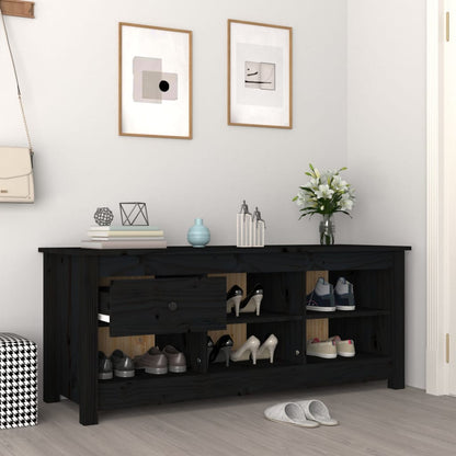 Schuhschrank Schwarz 110x38x45,5 cm Massivholz Kiefer - Pazzar.ch