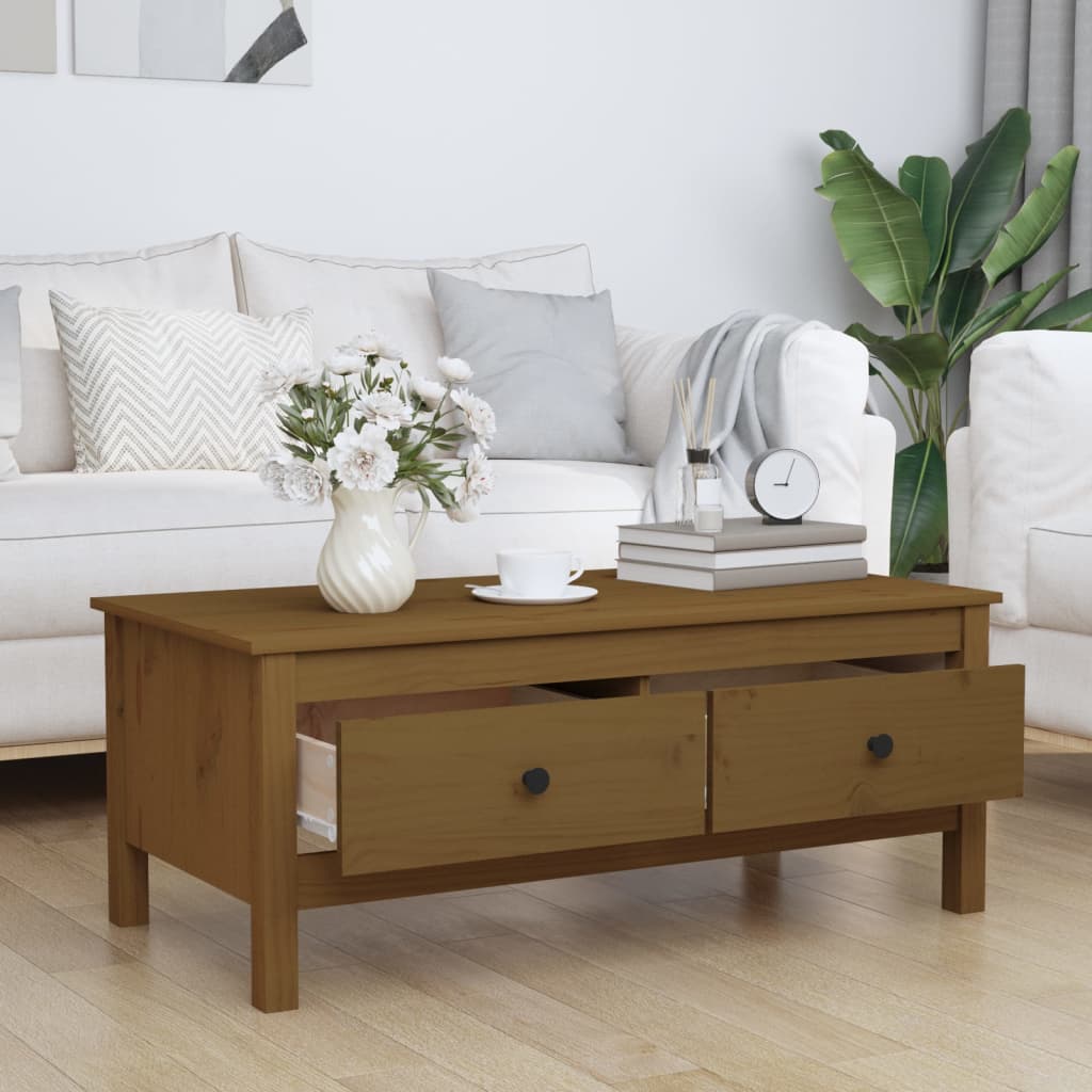 Couchtisch Honigbraun 100x50x40 cm Massivholz Kiefer - Pazzar.ch