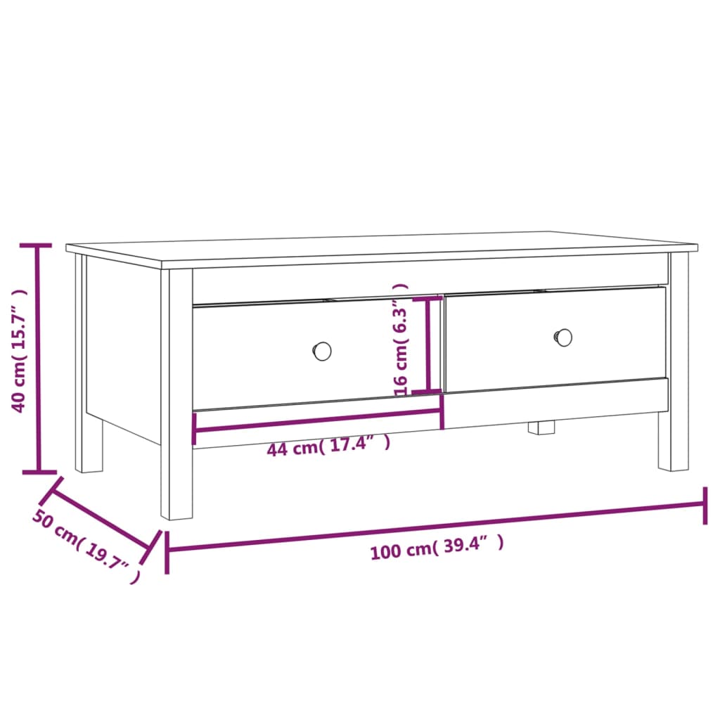 Couchtisch Honigbraun 100x50x40 cm Massivholz Kiefer - Pazzar.ch
