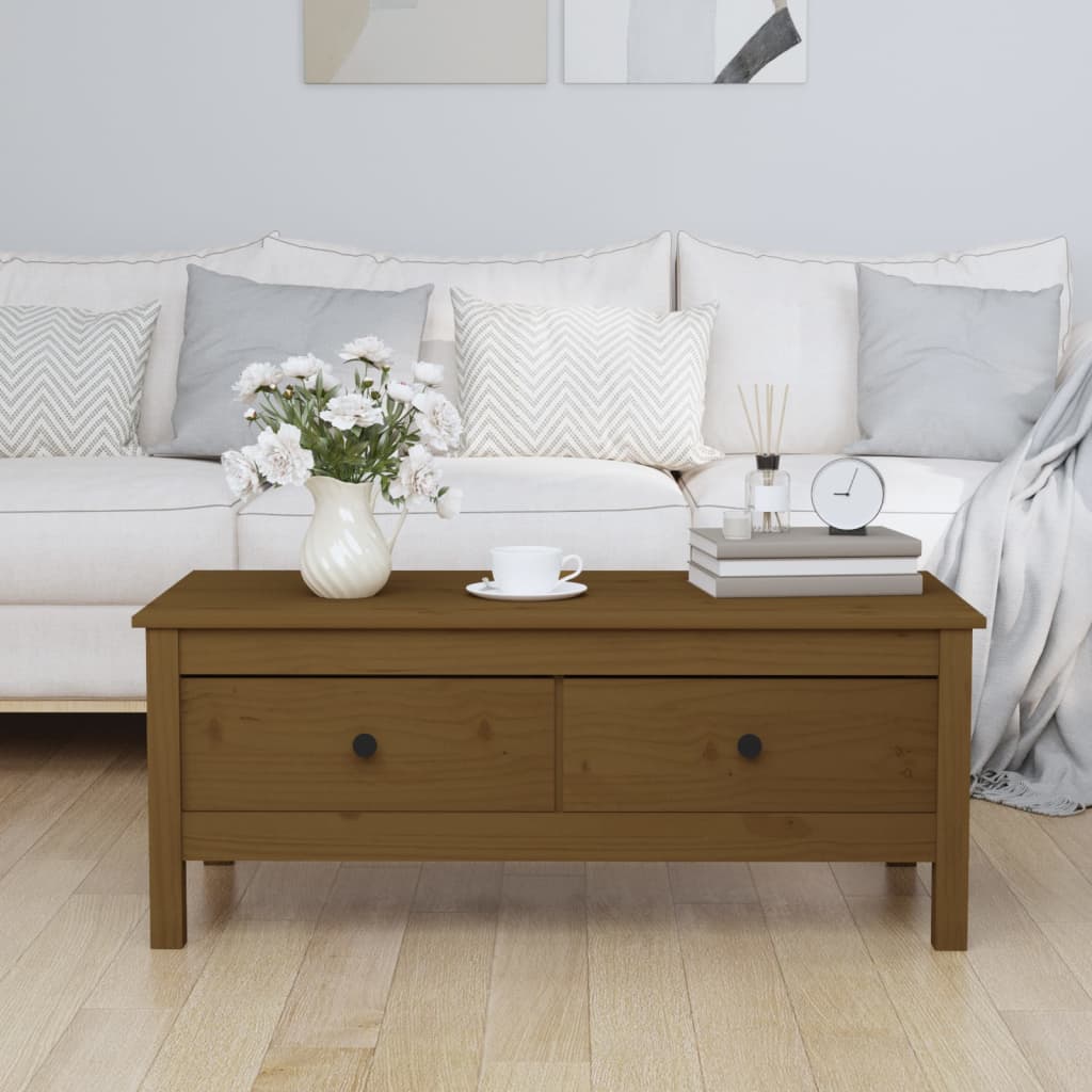 Couchtisch Honigbraun 100x50x40 cm Massivholz Kiefer - Pazzar.ch
