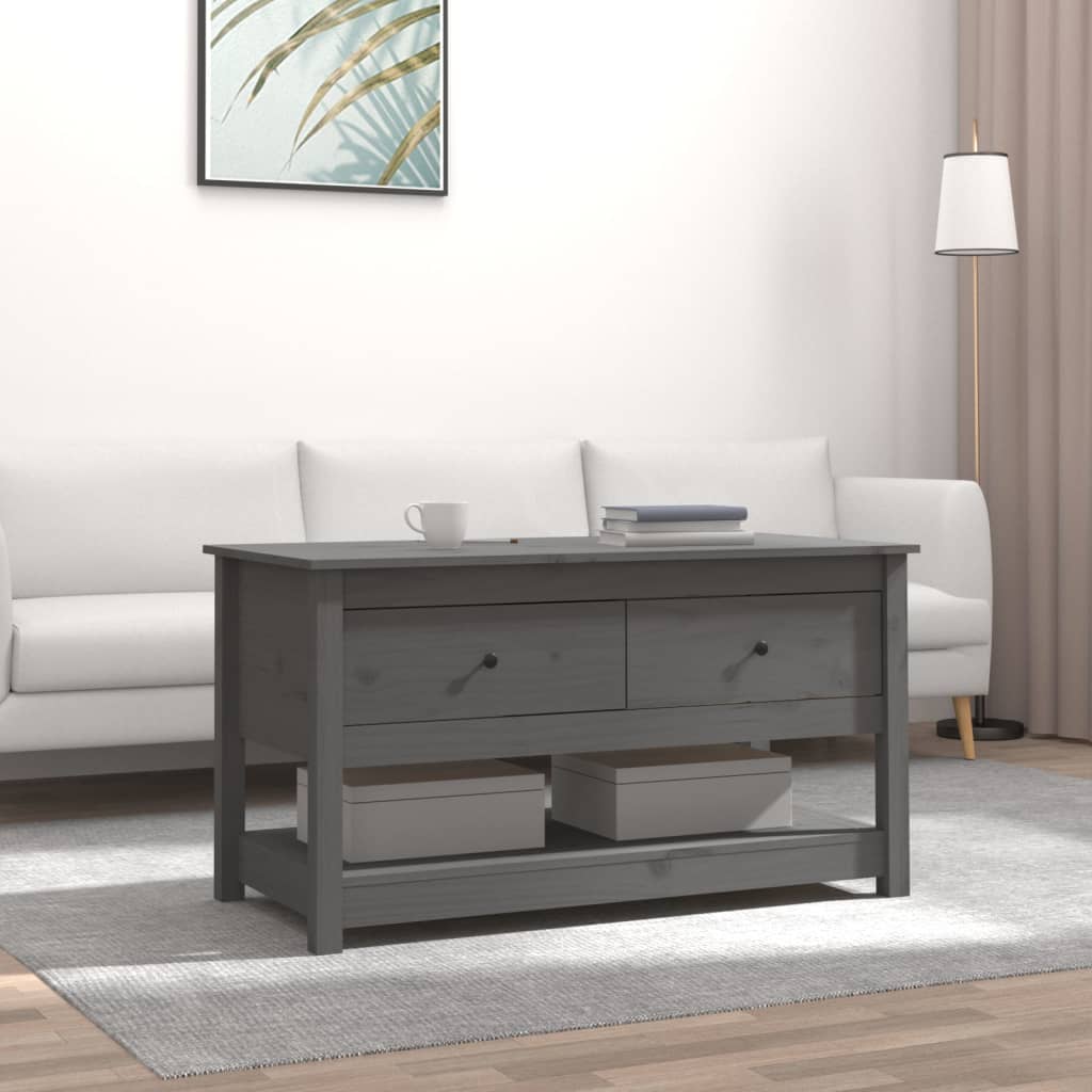 Couchtisch Grau 102x49x55 cm Massivholz Kiefer - Pazzar.ch