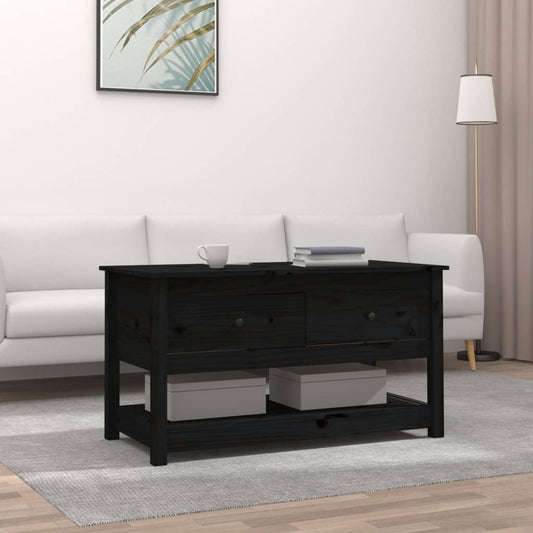 Couchtisch Schwarz 102x49x55 cm Massivholz Kiefer - Pazzar.ch