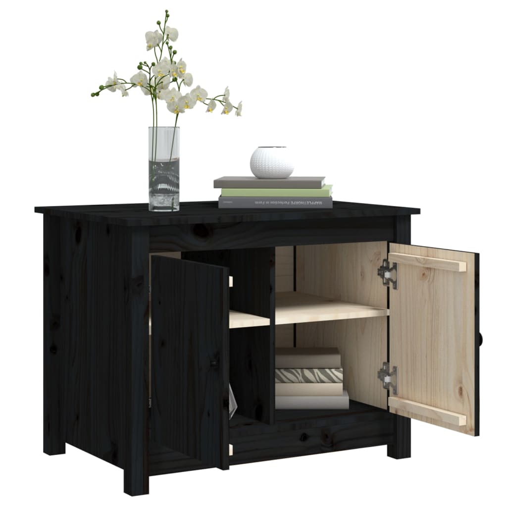 Couchtisch Schwarz 71x49x55 cm Massivholz Kiefer - Pazzar.ch