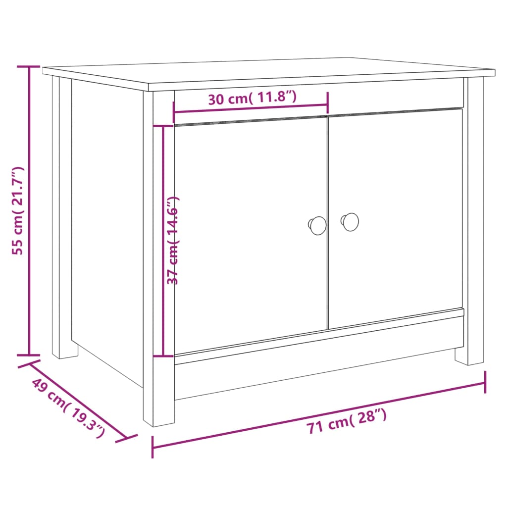 Couchtisch Schwarz 71x49x55 cm Massivholz Kiefer - Pazzar.ch