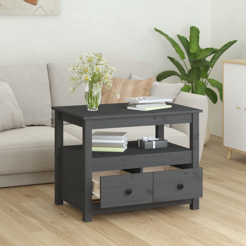 Couchtisch Grau 71x49x55 cm Massivholz Kiefer - Pazzar.ch