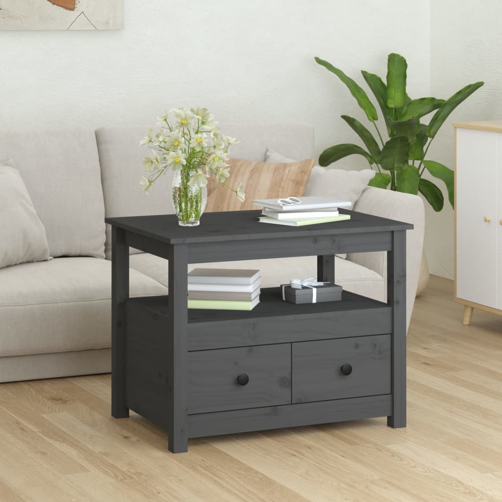 Couchtisch Grau 71x49x55 cm Massivholz Kiefer - Pazzar.ch