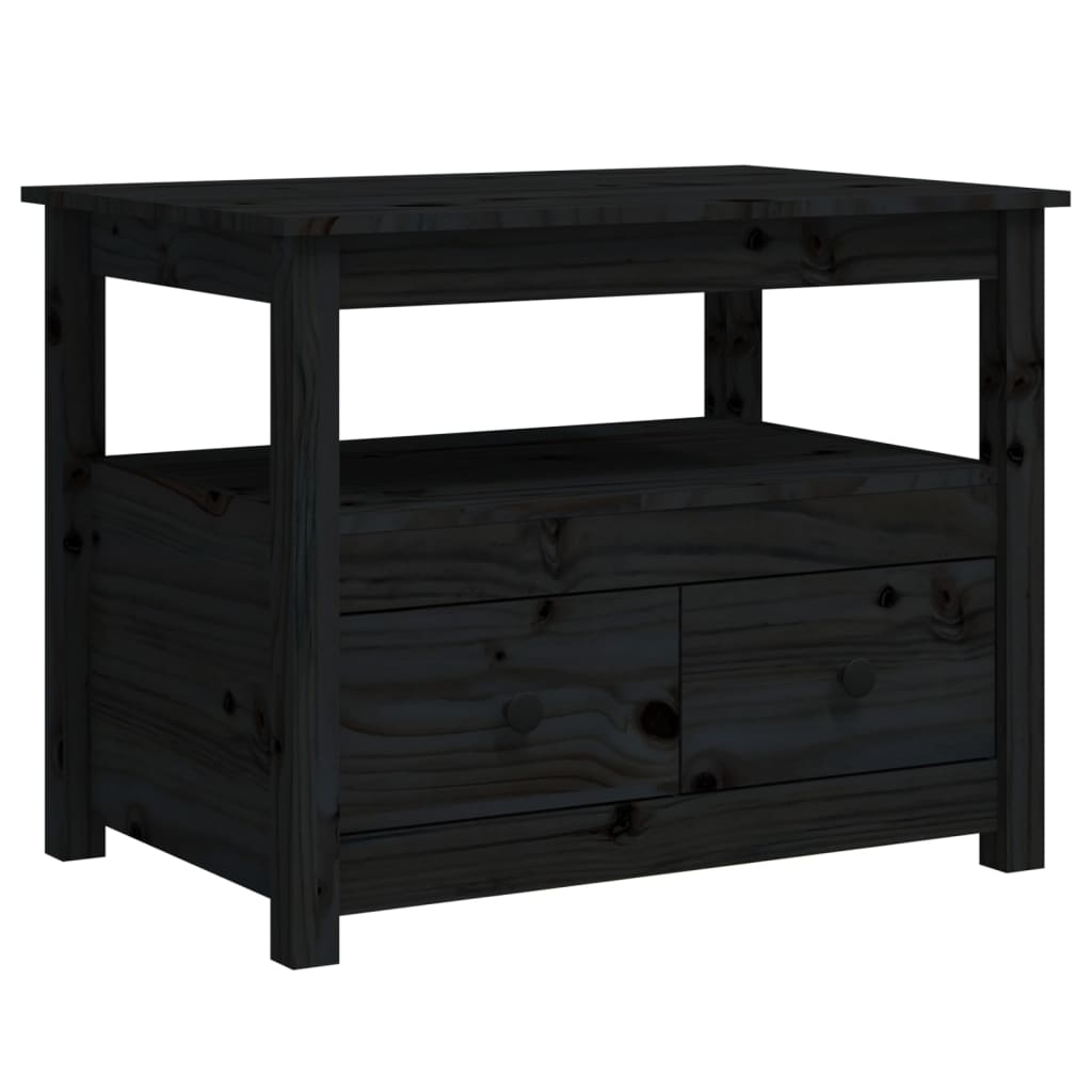Couchtisch Schwarz 71x49x55 cm Massivholz Kiefer - Pazzar.ch
