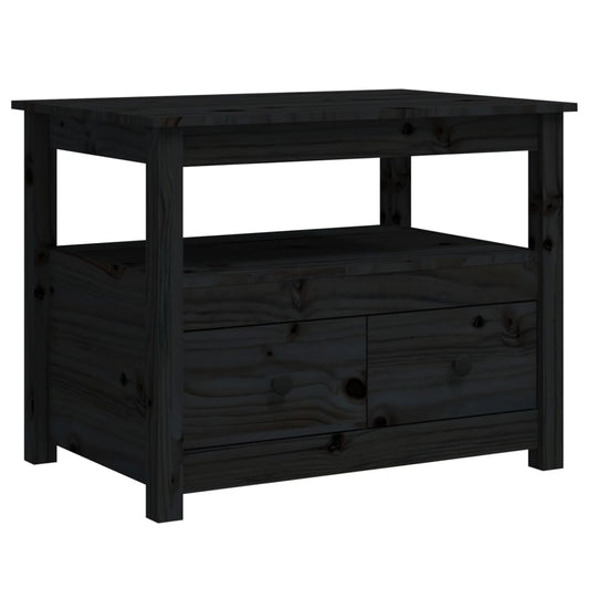 Couchtisch Schwarz 71x49x55 cm Massivholz Kiefer - Pazzar.ch