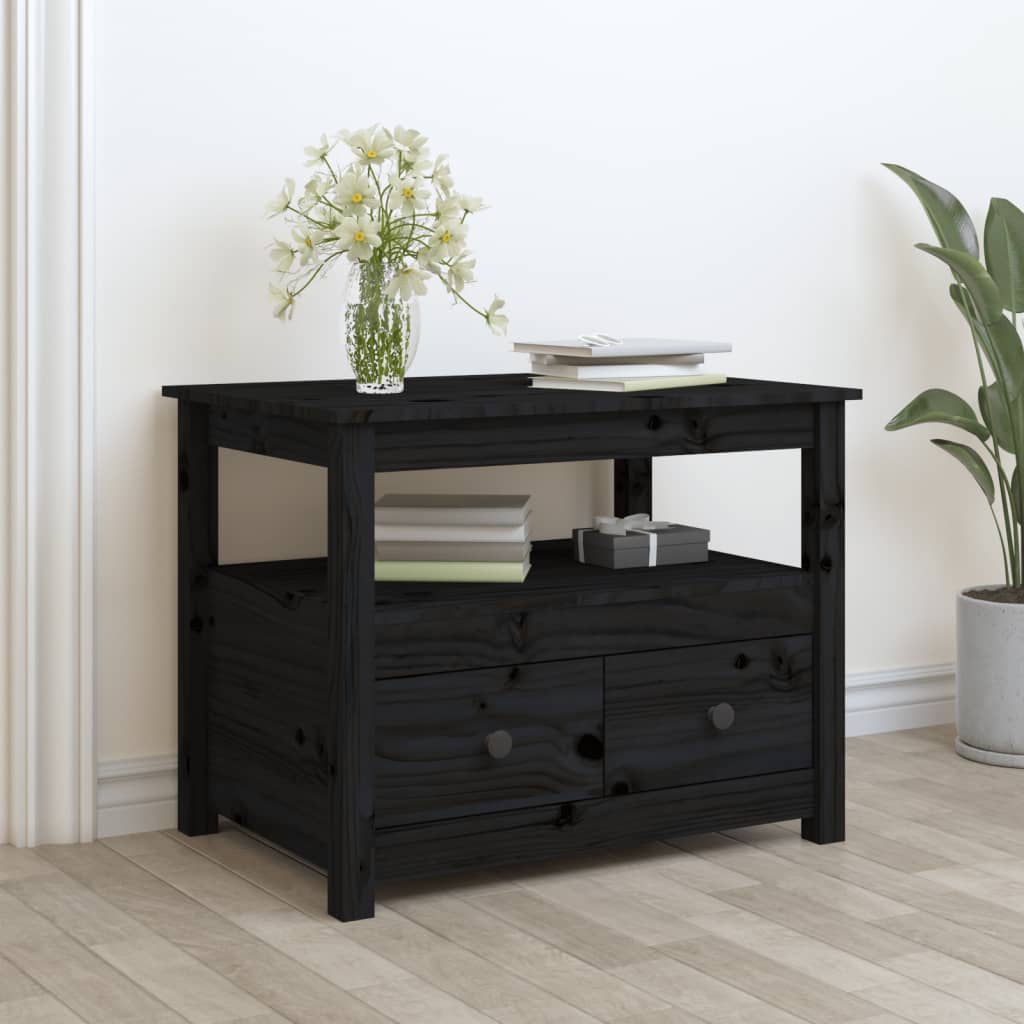 Couchtisch Schwarz 71x49x55 cm Massivholz Kiefer - Pazzar.ch