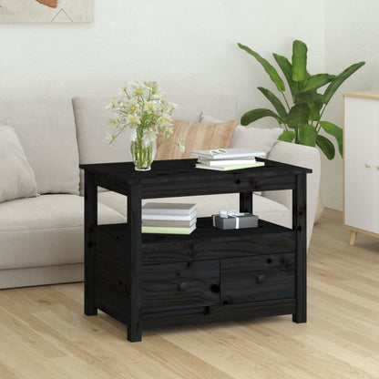 Couchtisch Schwarz 71x49x55 cm Massivholz Kiefer - Pazzar.ch