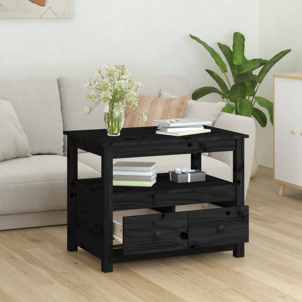 Couchtisch Schwarz 71x49x55 cm Massivholz Kiefer - Pazzar.ch