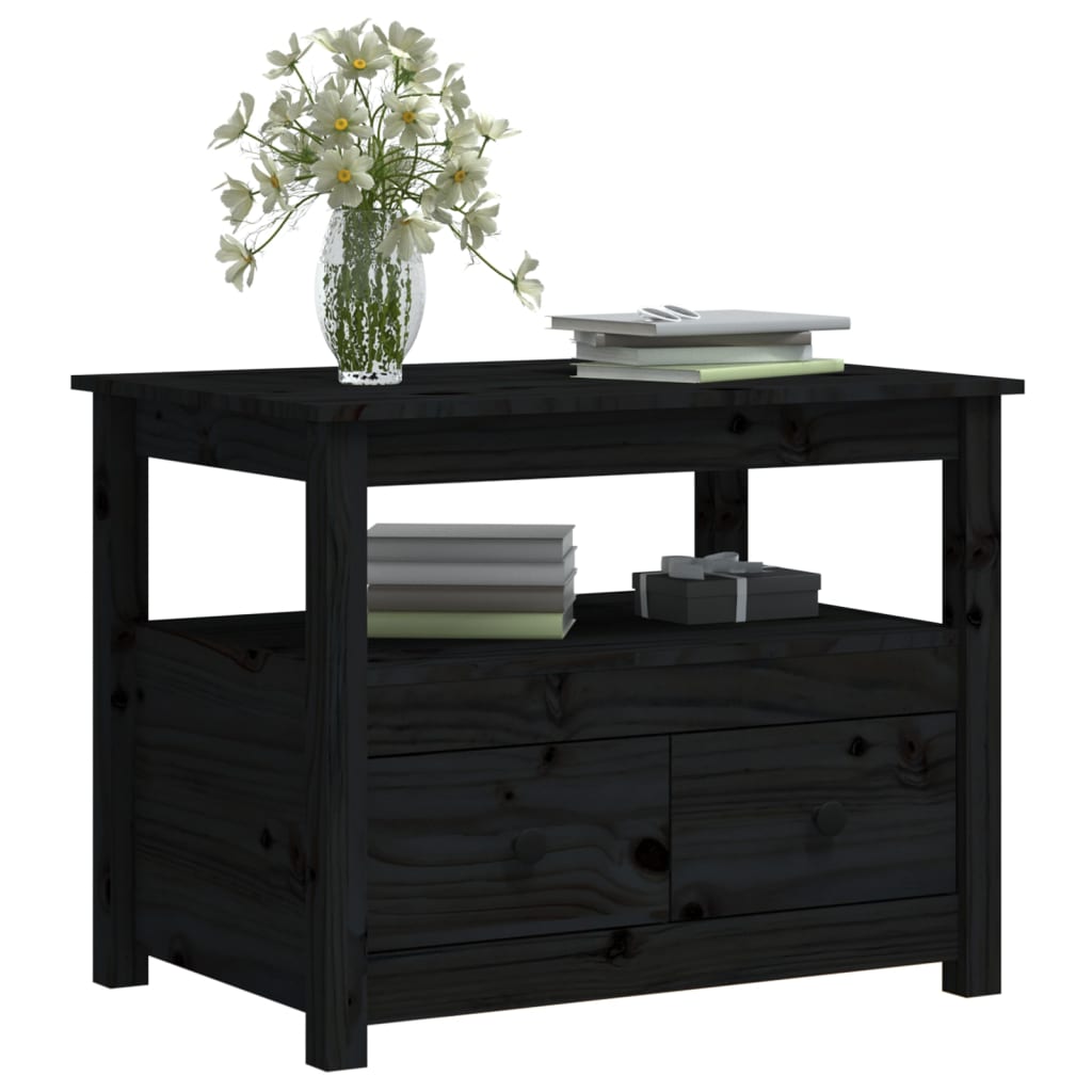 Couchtisch Schwarz 71x49x55 cm Massivholz Kiefer - Pazzar.ch