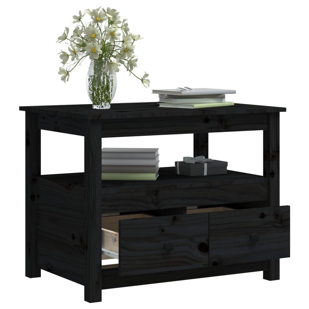 Couchtisch Schwarz 71x49x55 cm Massivholz Kiefer - Pazzar.ch