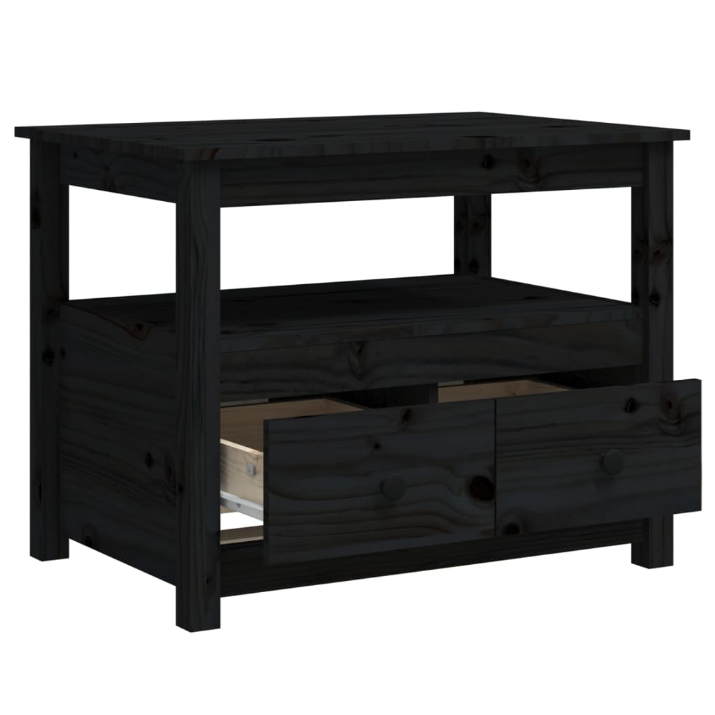 Couchtisch Schwarz 71x49x55 cm Massivholz Kiefer - Pazzar.ch