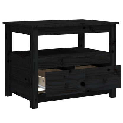 Couchtisch Schwarz 71x49x55 cm Massivholz Kiefer - Pazzar.ch