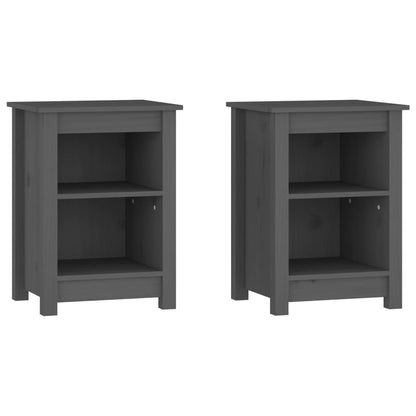 Nachttische 2 Stk. Grau 40x35x55 cm Massivholz Kiefer - Pazzar.ch