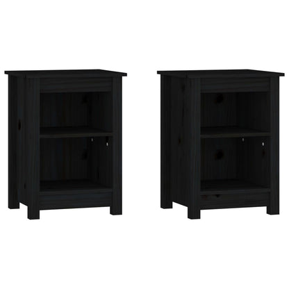 Nachttische 2 Stk. Schwarz 40x35x55 cm Massivholz Kiefer - Pazzar.ch