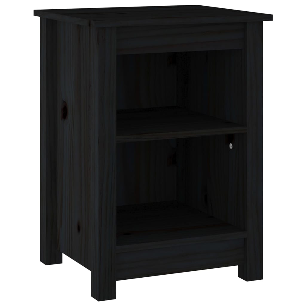 Nachttische 2 Stk. Schwarz 40x35x55 cm Massivholz Kiefer - Pazzar.ch