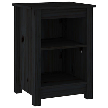 Nachttische 2 Stk. Schwarz 40x35x55 cm Massivholz Kiefer - Pazzar.ch
