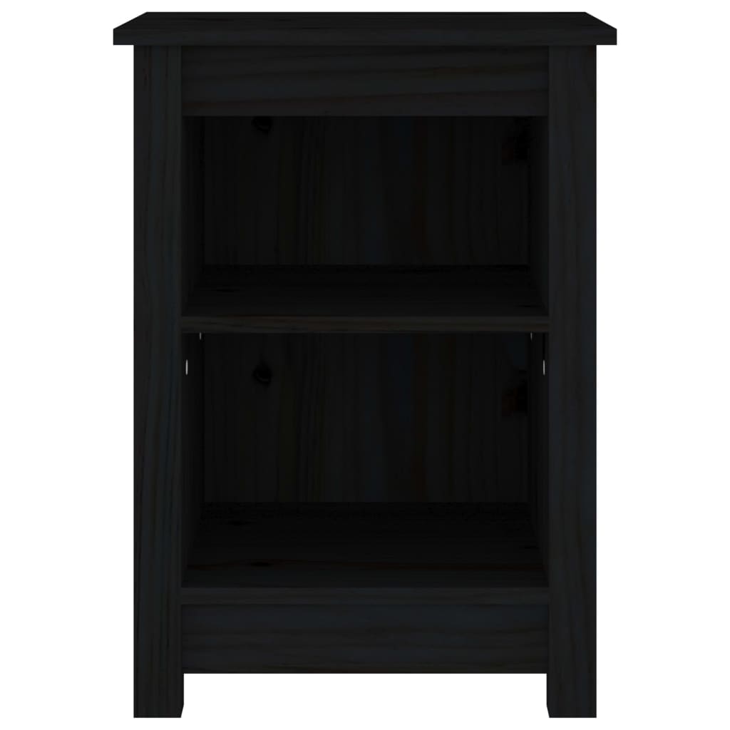 Nachttische 2 Stk. Schwarz 40x35x55 cm Massivholz Kiefer - Pazzar.ch
