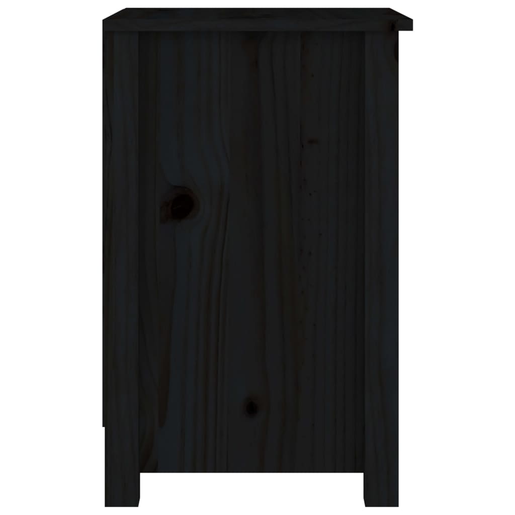 Nachttische 2 Stk. Schwarz 40x35x55 cm Massivholz Kiefer - Pazzar.ch