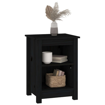 Nachttische 2 Stk. Schwarz 40x35x55 cm Massivholz Kiefer - Pazzar.ch