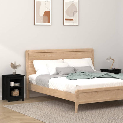 Nachttische 2 Stk. Schwarz 40x35x55 cm Massivholz Kiefer - Pazzar.ch