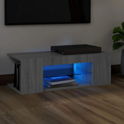 TV-Schrank mit LED-Leuchten Grau Sonoma 90x39x30 cm - Pazzar.ch