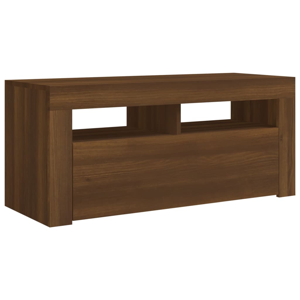 TV-Schrank mit LED-Leuchten Braun Eichen-Optik 90x35x40 cm - Pazzar.ch