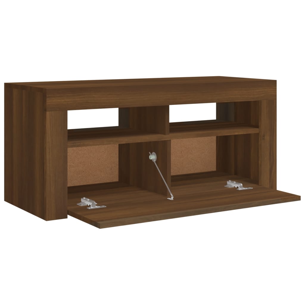 TV-Schrank mit LED-Leuchten Braun Eichen-Optik 90x35x40 cm - Pazzar.ch
