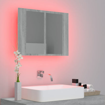 LED-Spiegelschrank Grau Sonoma 60x12x45 cm Holzwerkstoff - Pazzar.ch