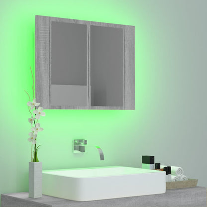 LED-Spiegelschrank Grau Sonoma 60x12x45 cm Holzwerkstoff - Pazzar.ch