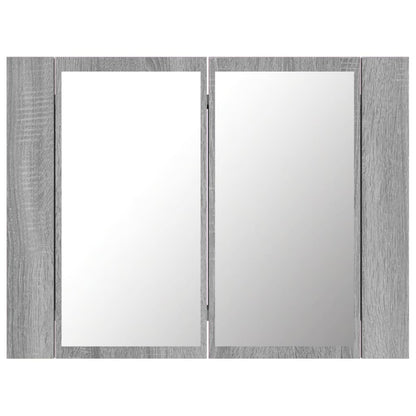 LED-Spiegelschrank Grau Sonoma 60x12x45 cm Holzwerkstoff - Pazzar.ch