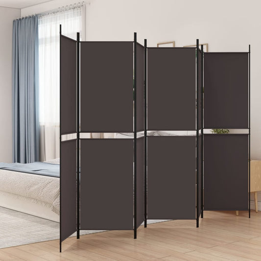 6-tlg. Paravent Braun 300x200 cm Stoff - Pazzar.ch