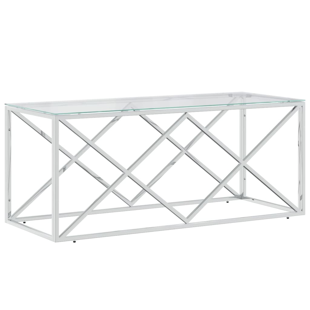 Couchtisch 110x45x45 cm Edelstahl und Glas - Pazzar.ch
