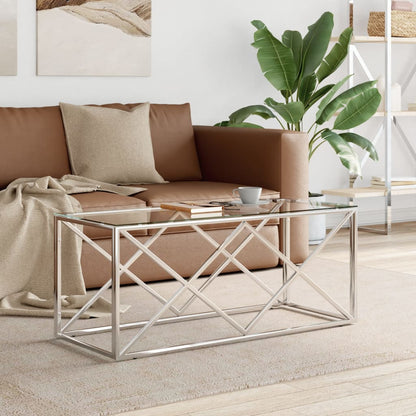Couchtisch 110x45x45 cm Edelstahl und Glas - Pazzar.ch